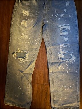 Women’s Light Blue Distressed Flare Jeans